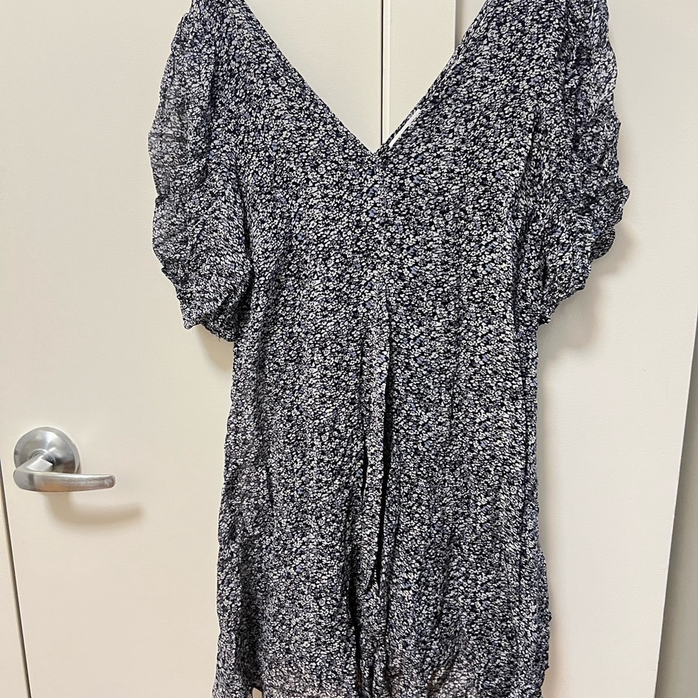 Ganni Black and White Floral Dress